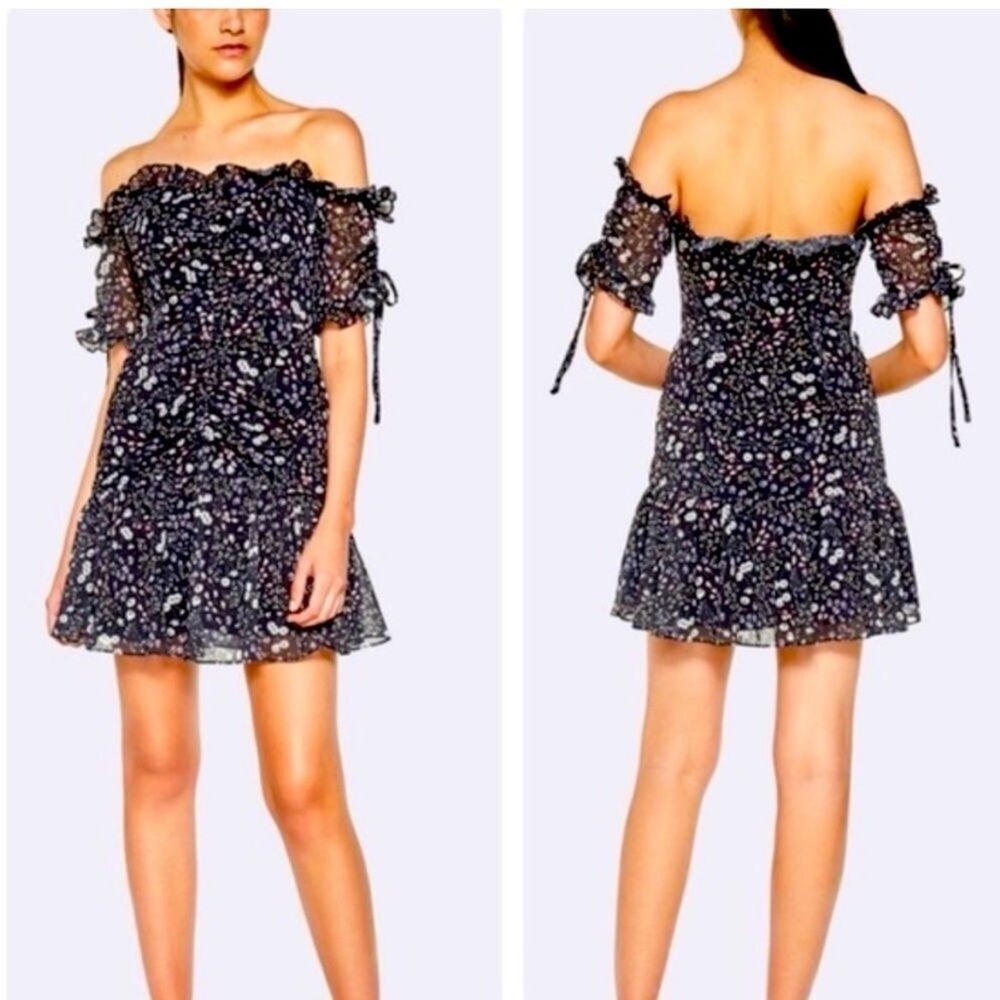 La Maison Talulah Floral Ruffle Mini Dress Black‎ XS Homecoming Romantic